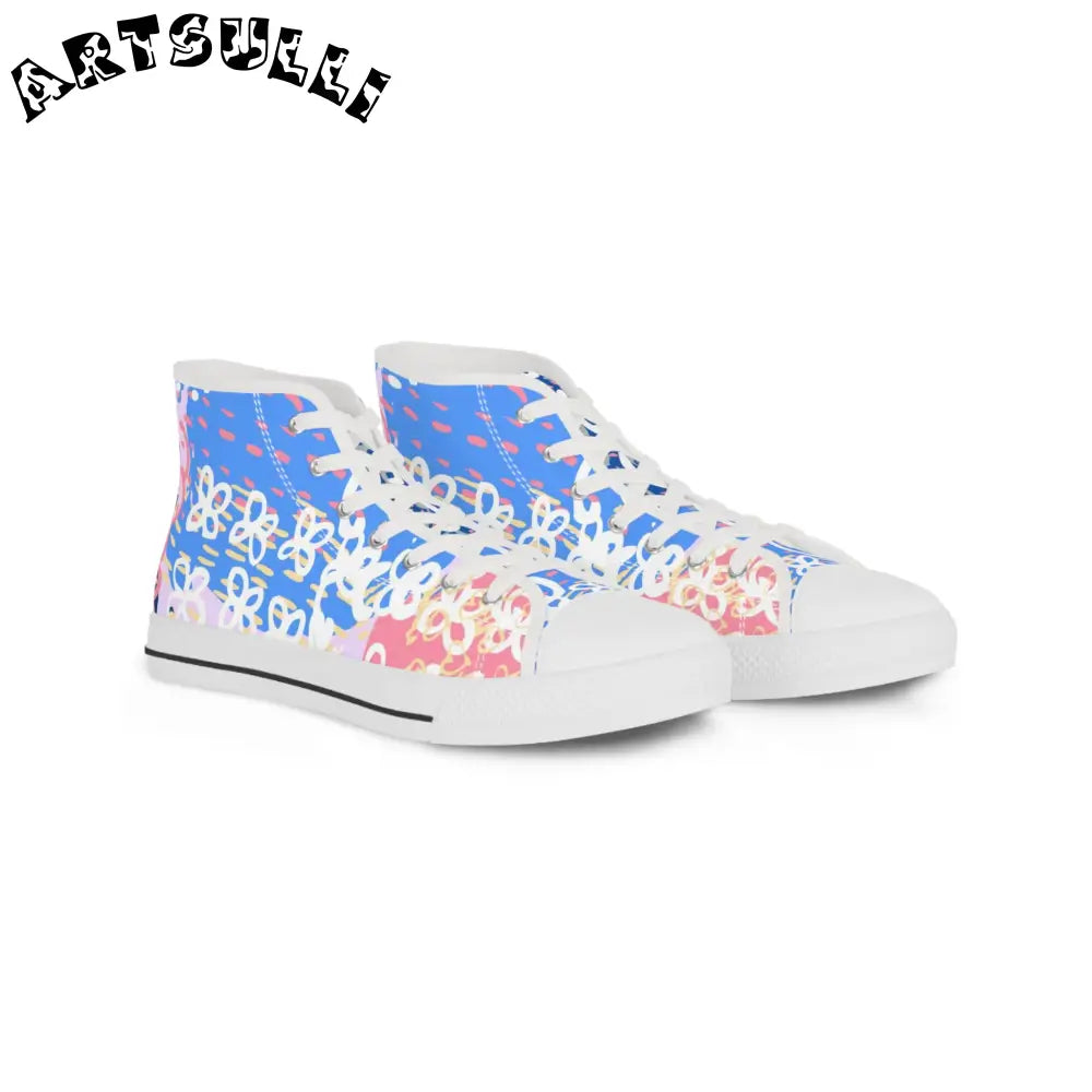 Floral High-Top Sneakers Featuring PU Leather, Artsulli - Art is Long, Life is Short, Shoes, Size, US 5, Color, White sole, , , 12202330925300631541