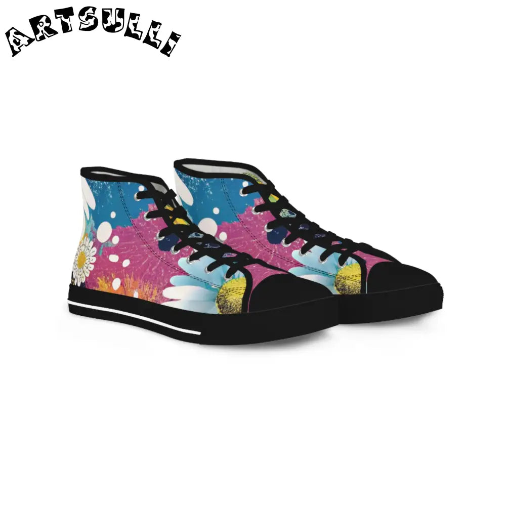 Floral High Tops with Hi-Poly Deodorant Memory, Artsulli - Art is Long, Life is Short, Shoes, Size, US 5, Color, Black sole, , , 12124561301461949427