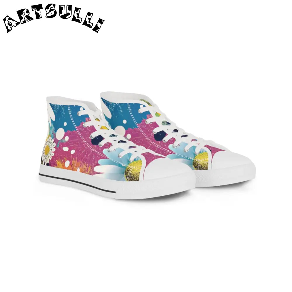 Floral High Tops with Hi-Poly Deodorant Memory, Artsulli - Art is Long, Life is Short, Shoes, Size, US 5, Color, White sole, , , 96892309311593465800
