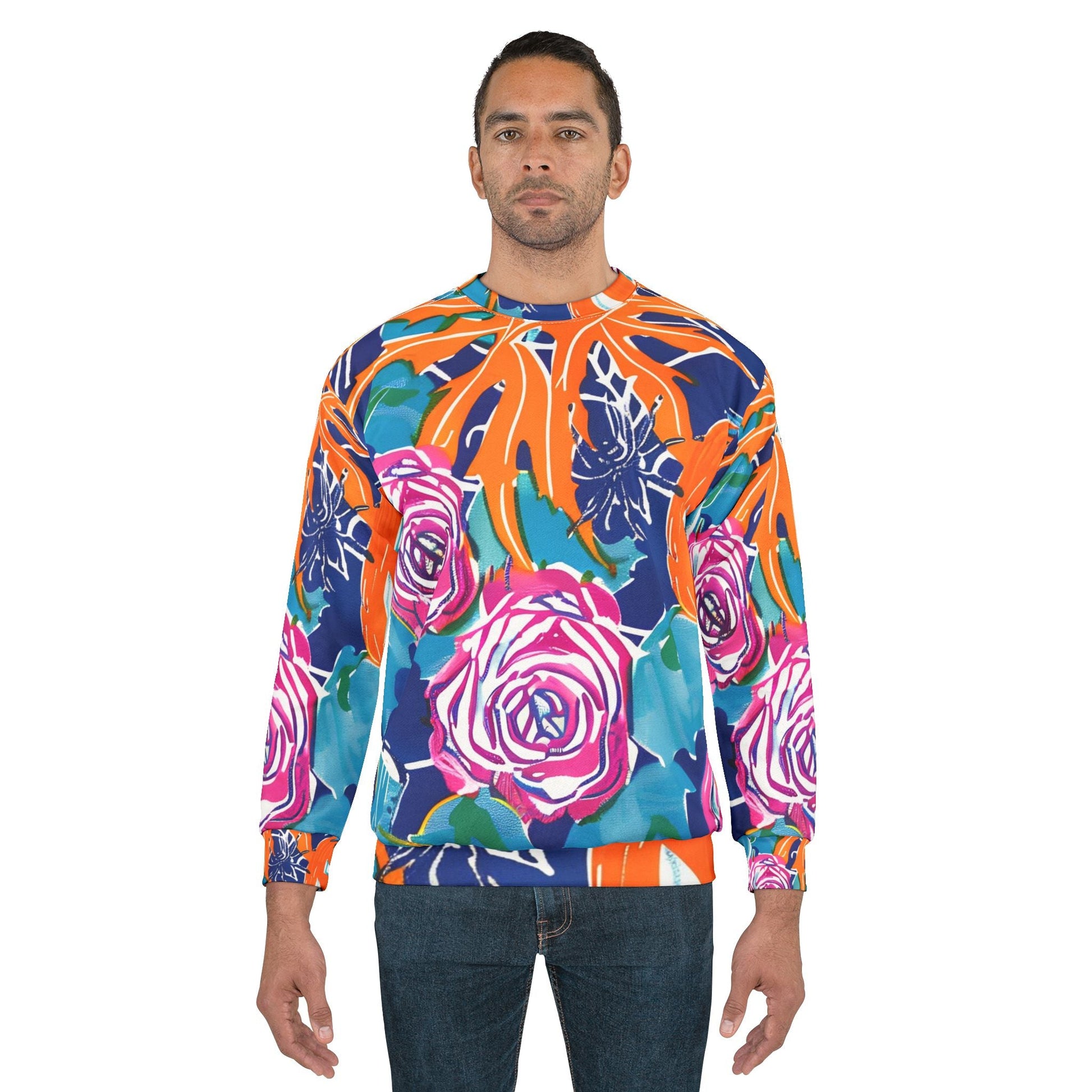 Floral Jack o Lantern Crewneck Sweatshirt, Artsulli - Art is Long, Life is Short, All Over Prints, , , , , , , 