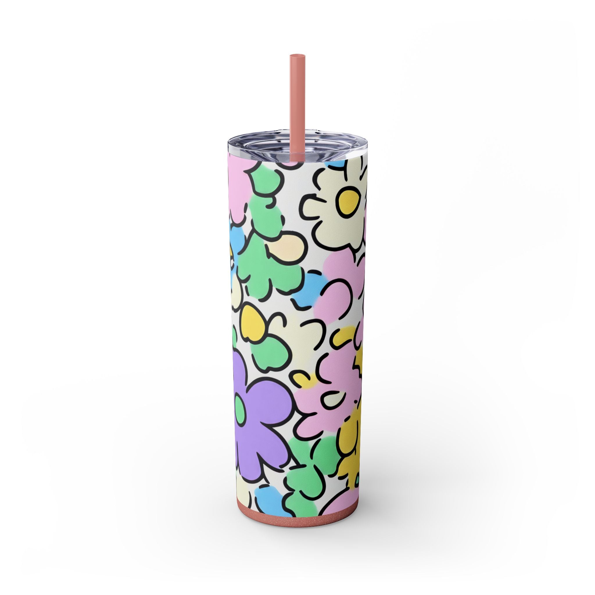 Floral Maars Personalized Skinny Tumbler, Artsulli - Art is Long, Life is Short, Mug, Finish, Glossy, Color, Glitter Dusty Rose, Size, 20oz, 57450741396979719727