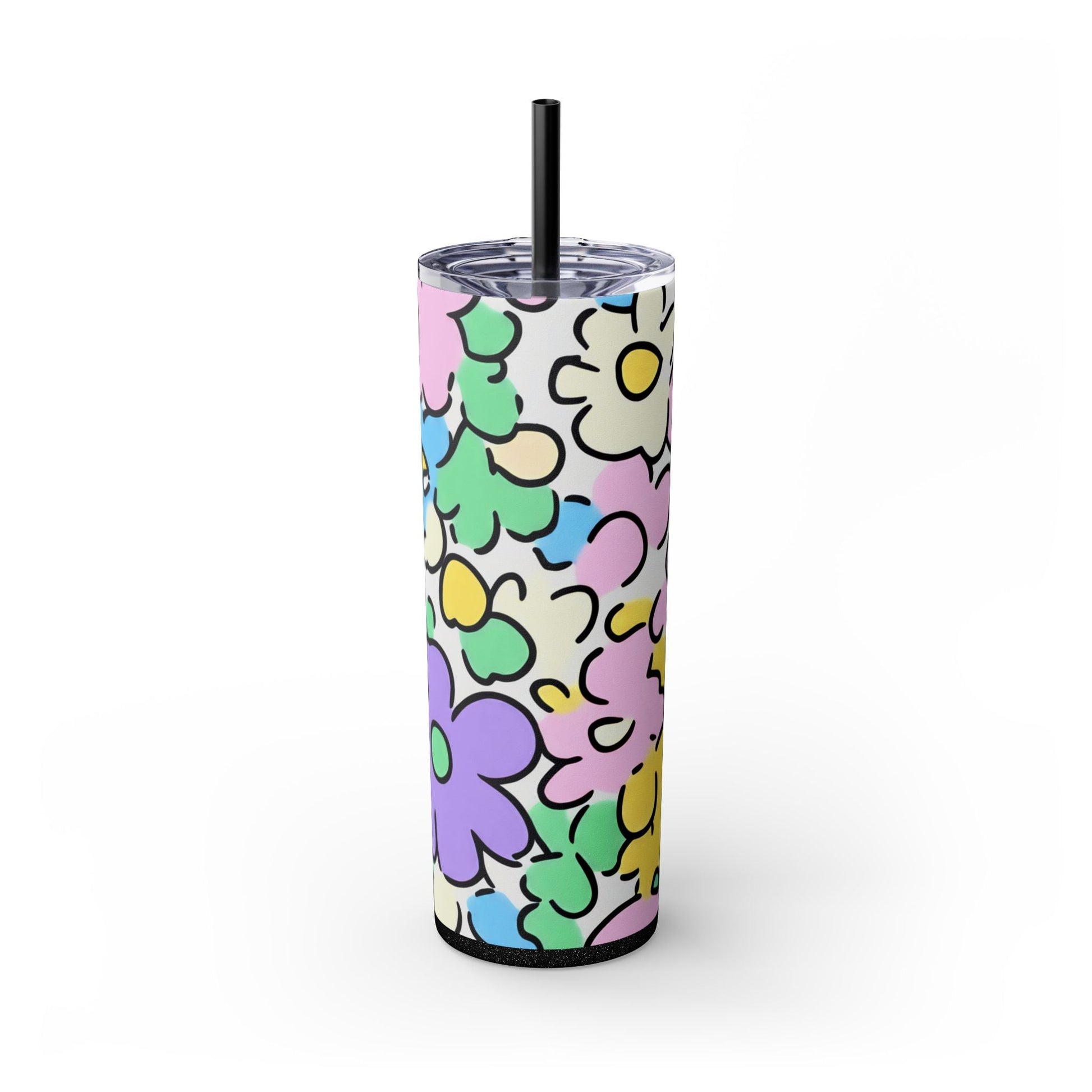 Floral Maars Personalized Skinny Tumbler, Artsulli - Art is Long, Life is Short, Mug, Finish, Glossy, Color, Glitter Black, Size, 20oz, 26582340361432766671