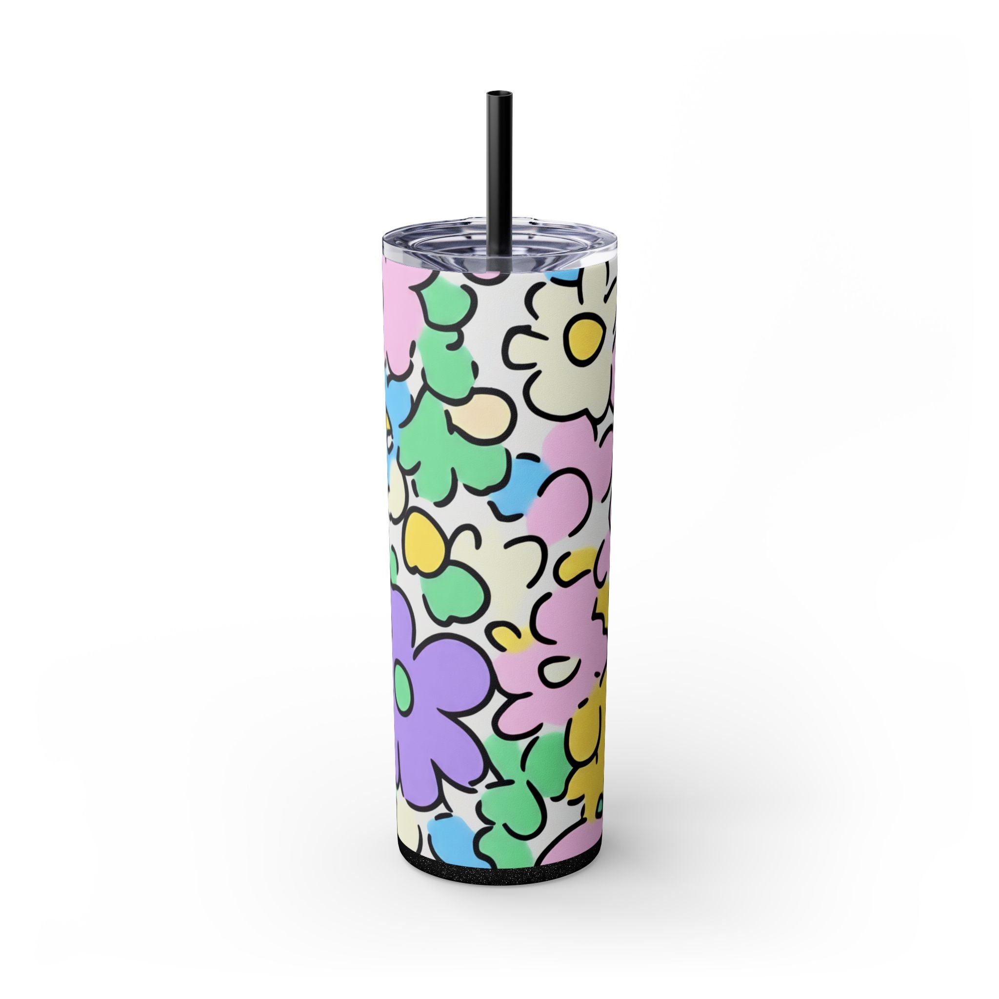 Floral Maars Personalized Skinny Tumbler, Artsulli - Art is Long, Life is Short, Mug, Finish, Glossy, Color, Glitter Black, Size, 20oz, 26582340361432766671