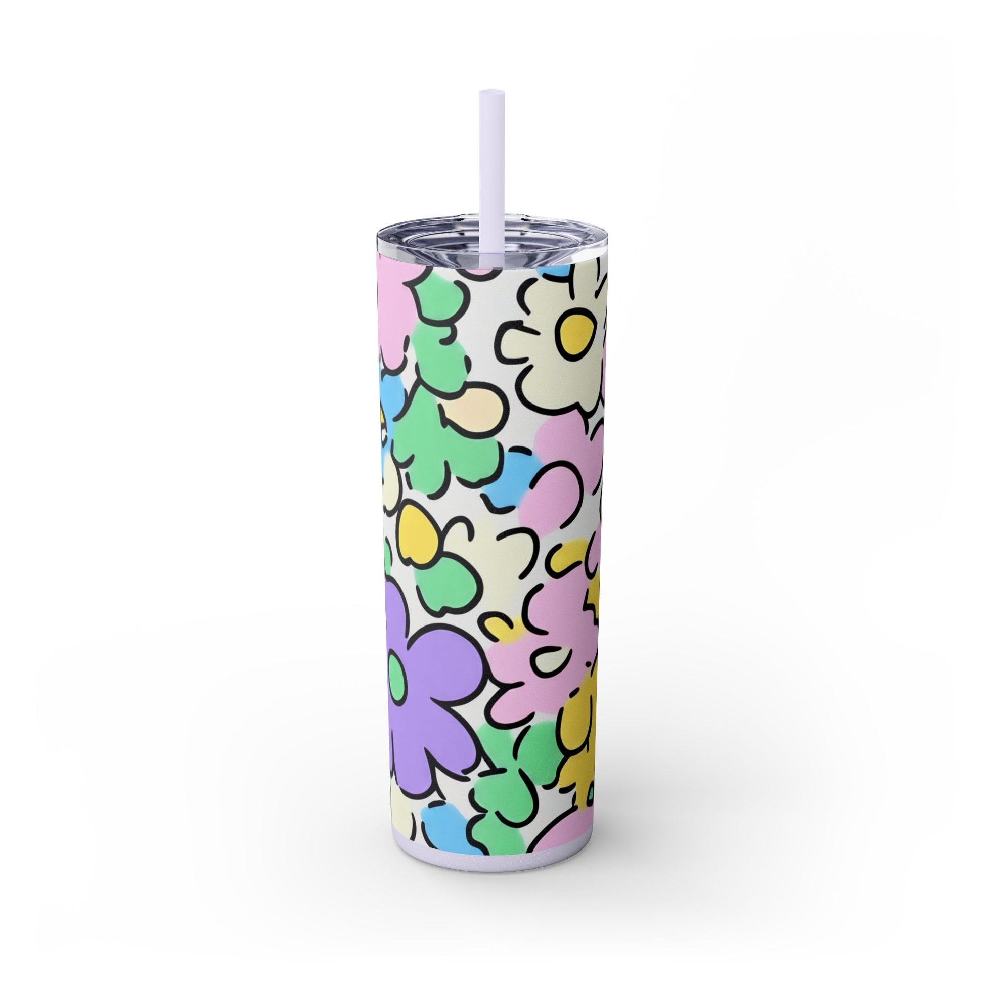 Floral Maars Personalized Skinny Tumbler, Artsulli - Art is Long, Life is Short, Mug, Finish, Glossy, Color, Glitter Lilac, Size, 20oz, 26974673800253050715