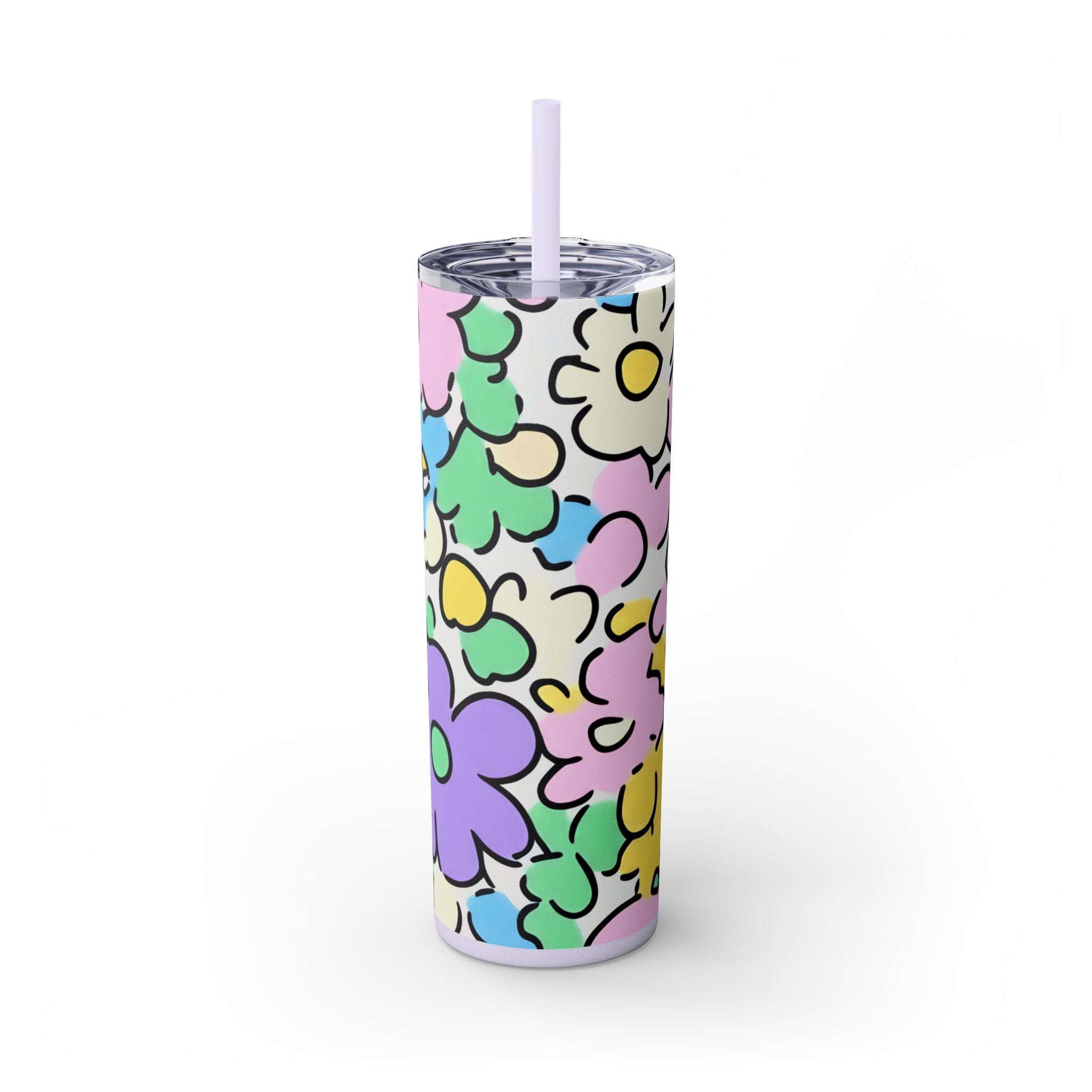 Floral Maars Personalized Skinny Tumbler, Artsulli - Art is Long, Life is Short, Mug, Finish, Glossy, Color, Glitter Lilac, Size, 20oz, 26974673800253050715