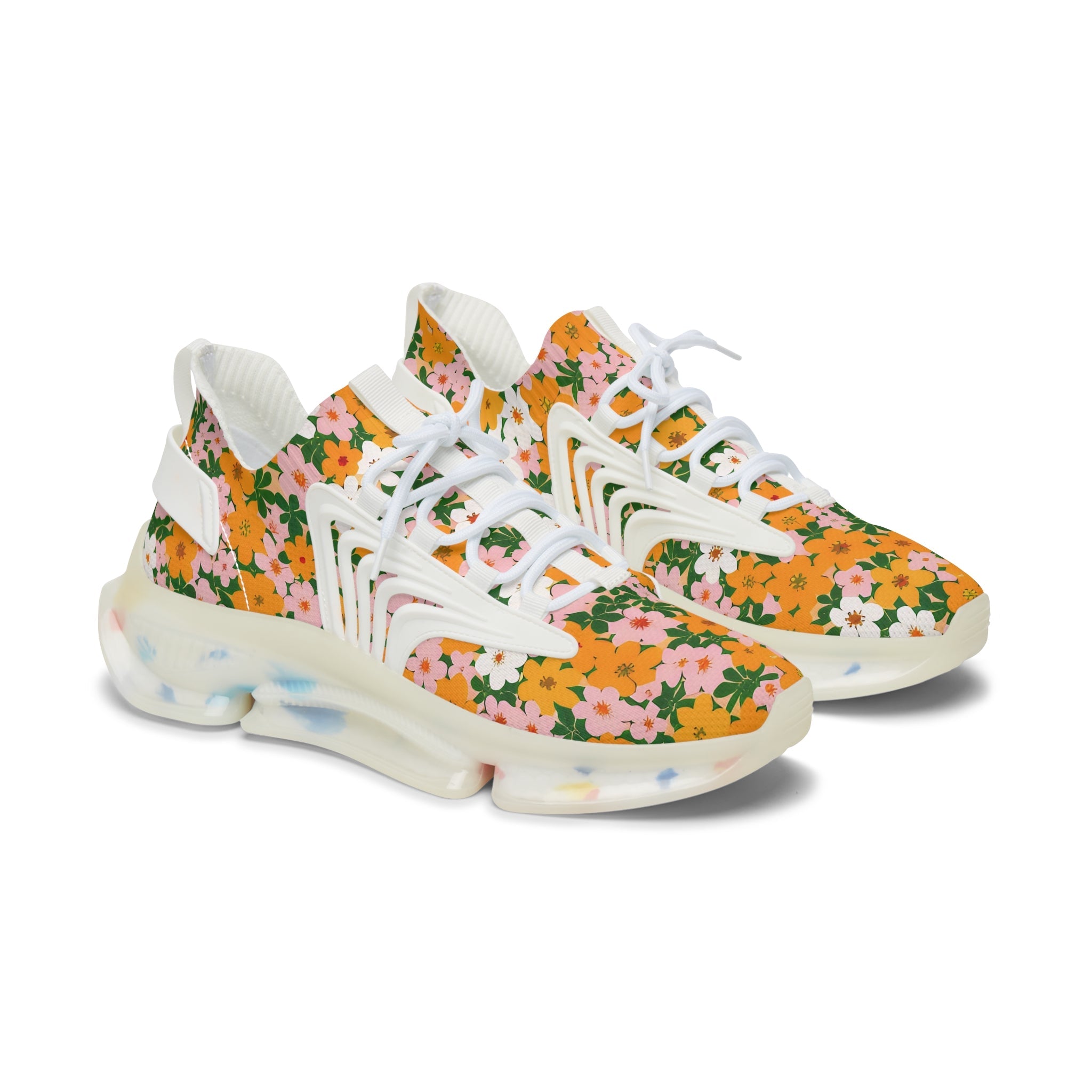 Floral Mesh Athletic Sneakers, Artsulli - Art is Long, Life is Short, Shoes, Color, White sole, Size, US 5.5, , , 75836517980462012536
