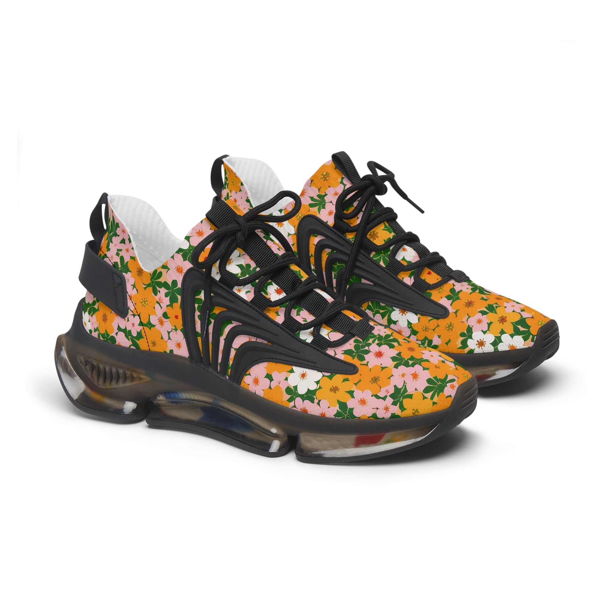 Floral Mesh Athletic Sneakers, Artsulli - Art is Long, Life is Short, Shoes, Color, Black sole, Size, US 5.5, , , 33486673275508866433