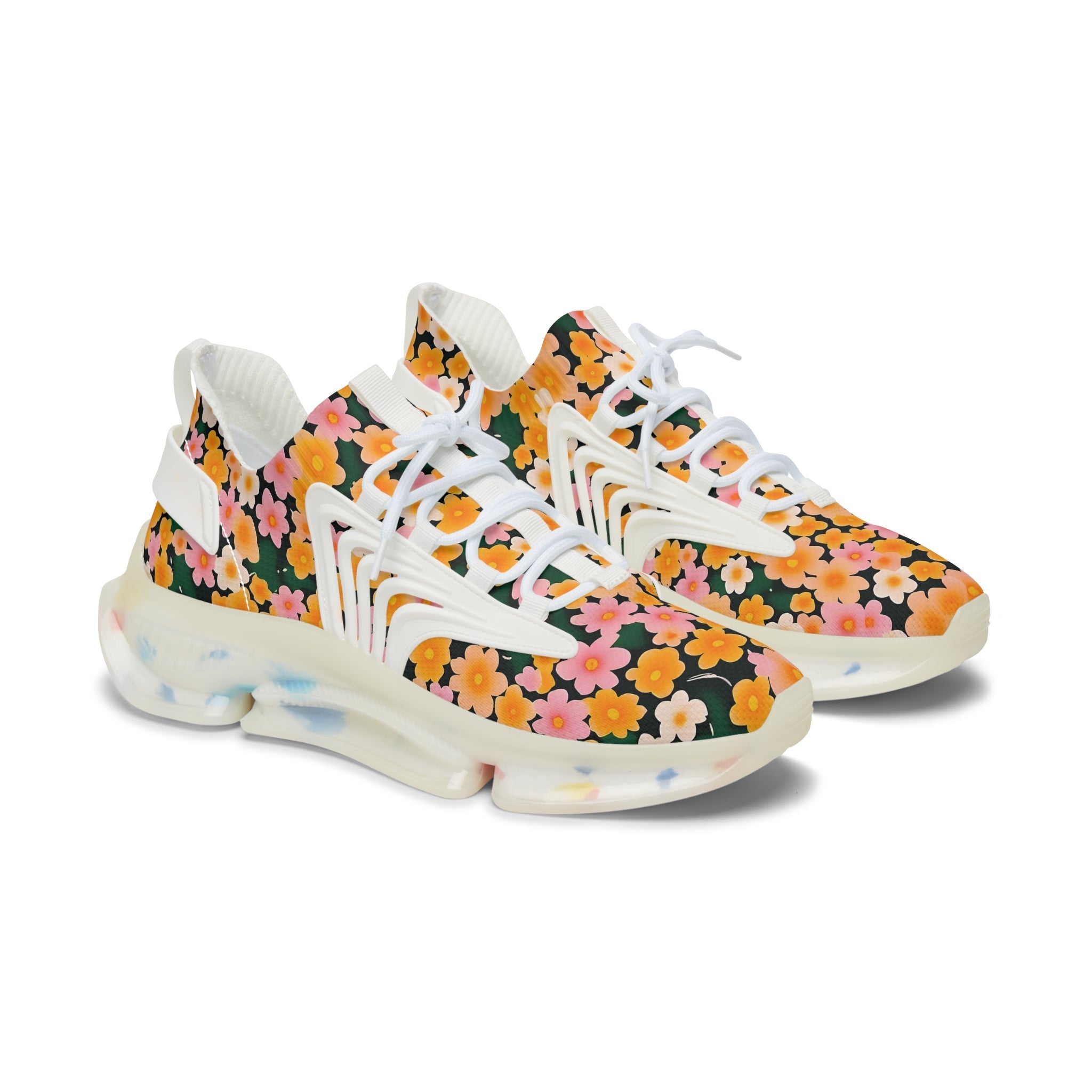 Floral Mesh Chunky Sneakers, Artsulli - Art is Long, Life is Short, Shoes, Color, White sole, Size, US 5.5, , , 46832921693144129018