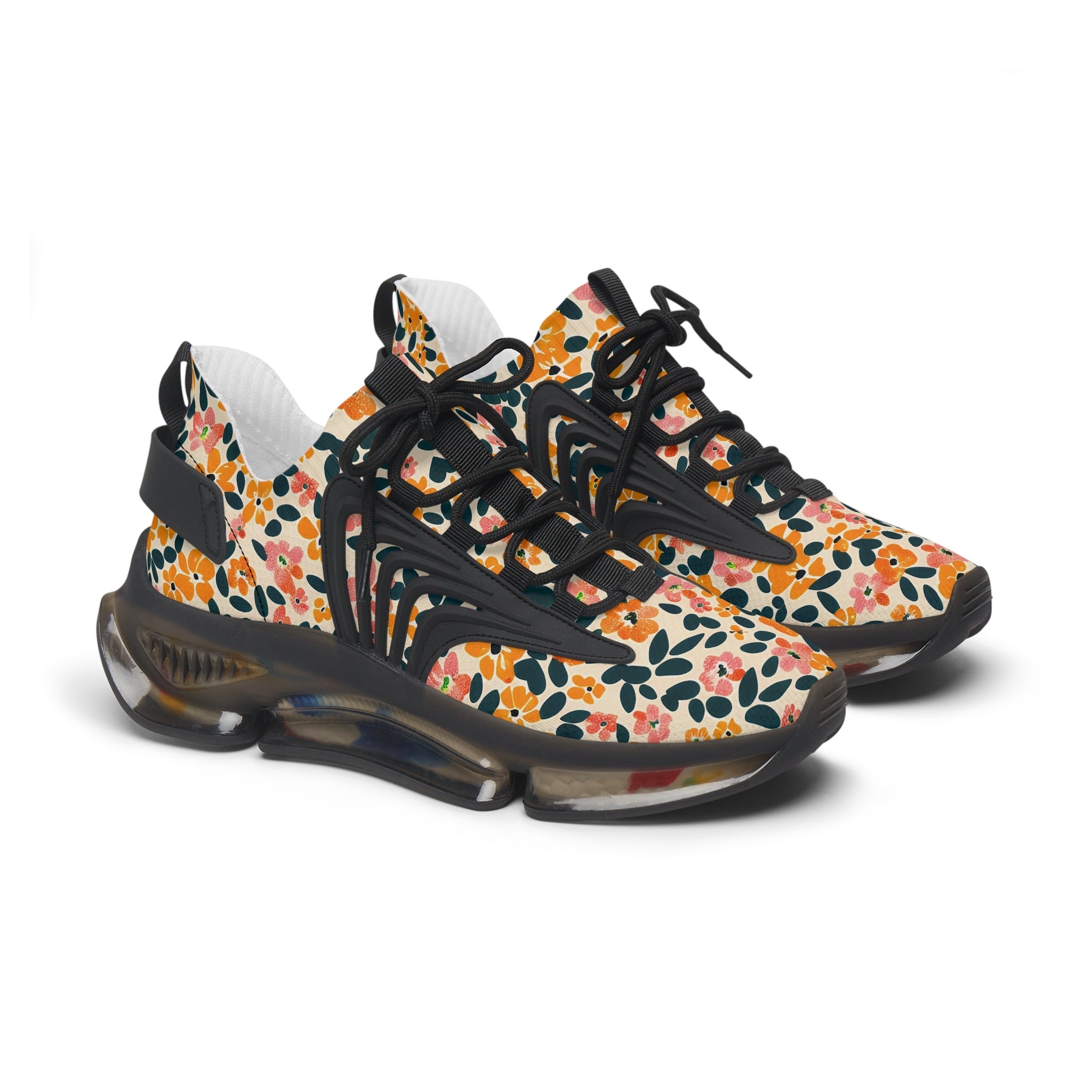 Floral Mesh Chunky Sole Sneakers, Artsulli - Art is Long, Life is Short, Shoes, Color, Black sole, Size, US 5.5, , , 65892928499081749002