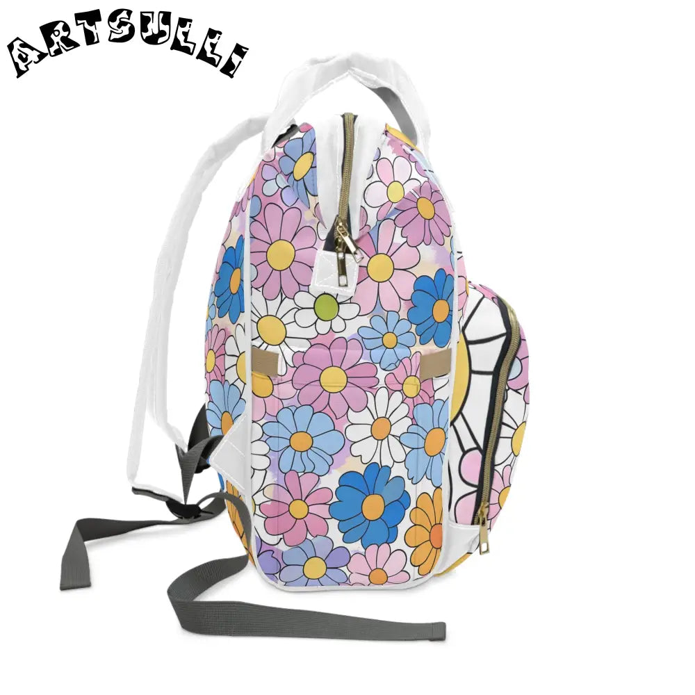 Floral Multi-Purpose Diaper Backpack, Artsulli - Art is Long, Life is Short, Bags, , , , , , , 