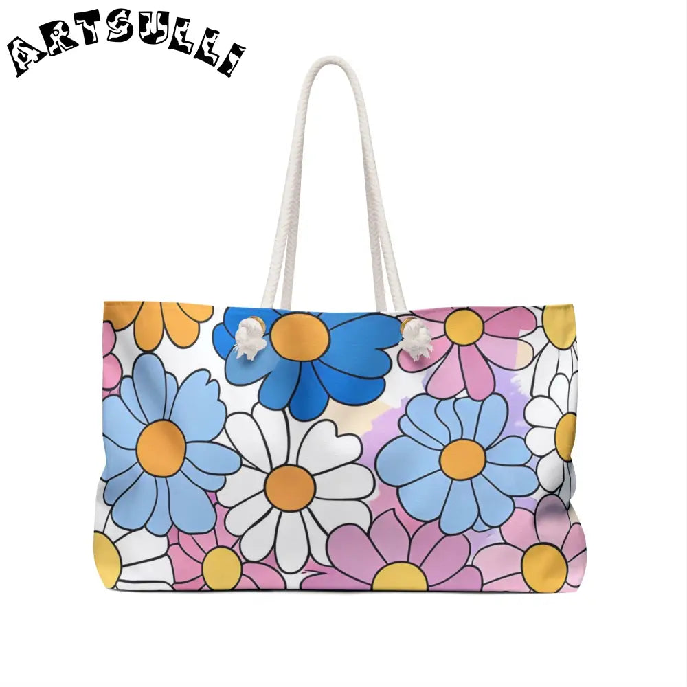 Floral Oversized Weekender Tote with Rope Handles, Artsulli - Art is Long, Life is Short, Bags, , , , , , , 
