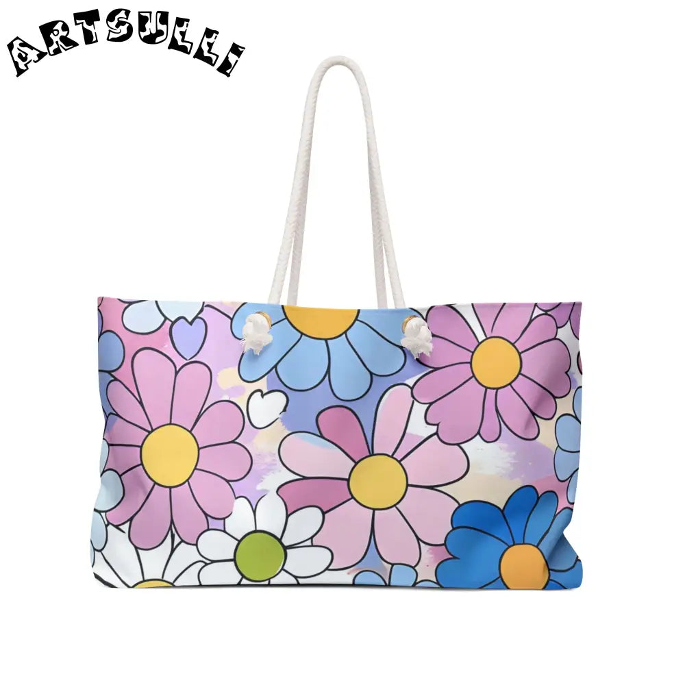 Floral Oversized Weekender Tote with Rope Handles, Artsulli - Art is Long, Life is Short, Bags, Size, 24" × 13", , , , , 52547675335725