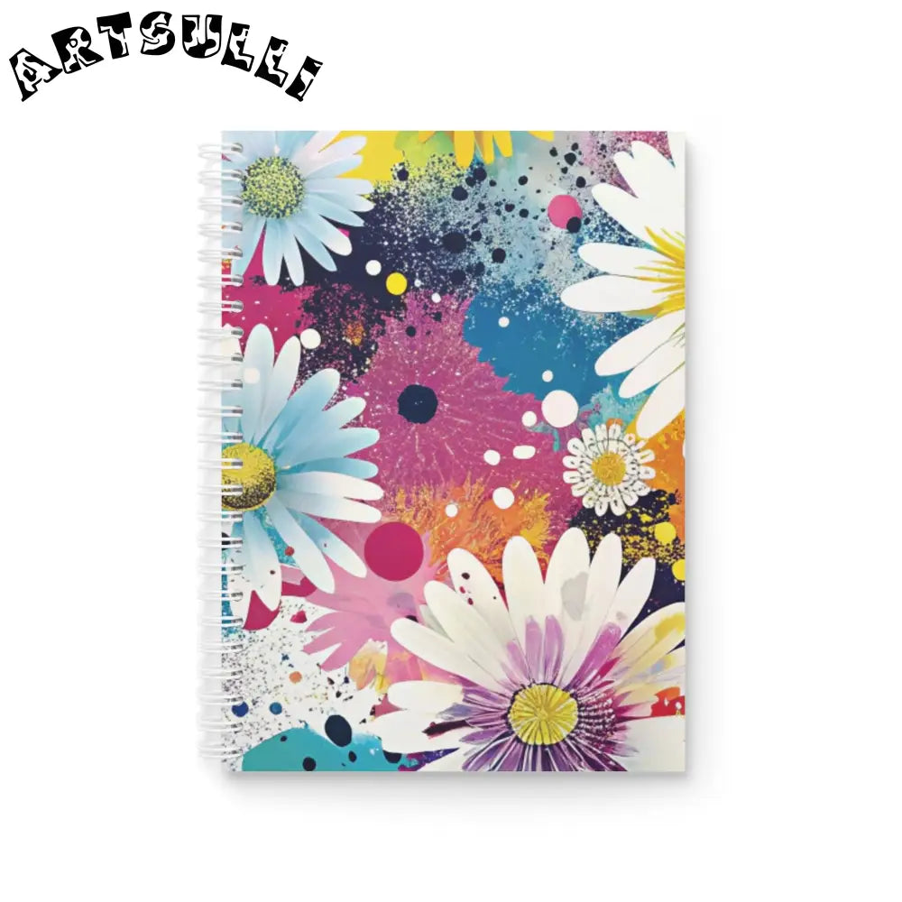 Floral Paint Splatter Wide-Ruled Spiral Notebook, Artsulli - Art is Long, Life is Short, Paper products, Size, One Size, , , , , 11548022826148