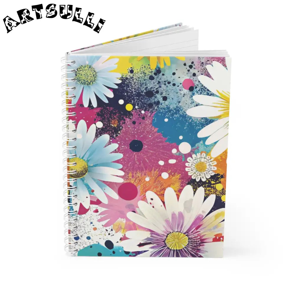Floral Paint Splatter Wide-Ruled Spiral Notebook, Artsulli - Art is Long, Life is Short, Paper products, , , , , , , 