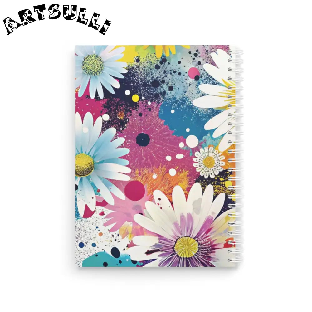 Floral Paint Splatter Wide-Ruled Spiral Notebook, Artsulli - Art is Long, Life is Short, Paper products, , , , , , , 