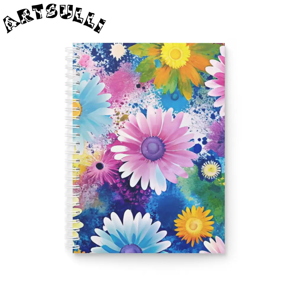 Floral Paint Splatter Wide-Ruled Spiral Notebook, Artsulli - Art is Long, Life is Short, Paper products, Size, One Size, , , , , 11547180101992