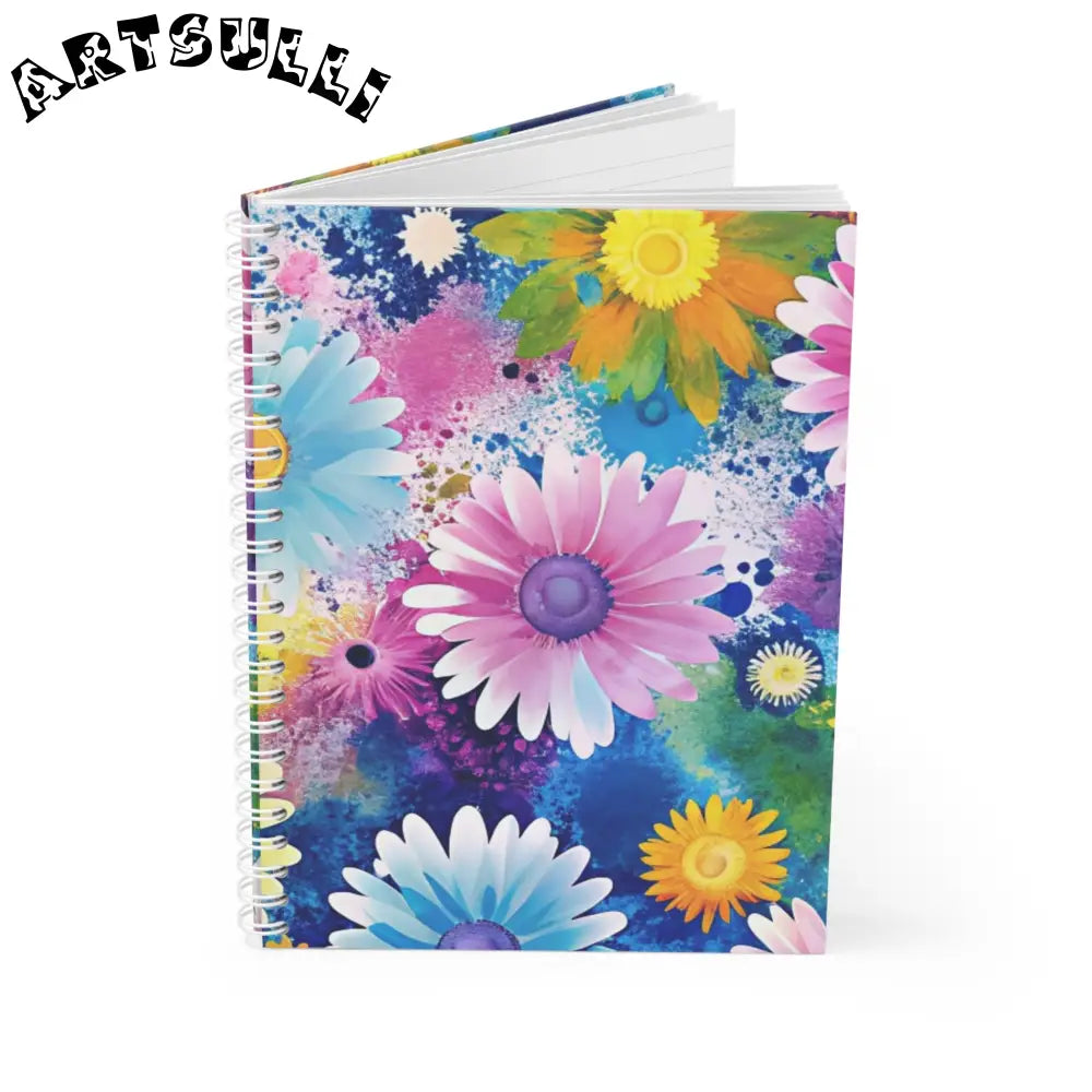 Floral Paint Splatter Wide-Ruled Spiral Notebook, Artsulli - Art is Long, Life is Short, Paper products, , , , , , , 