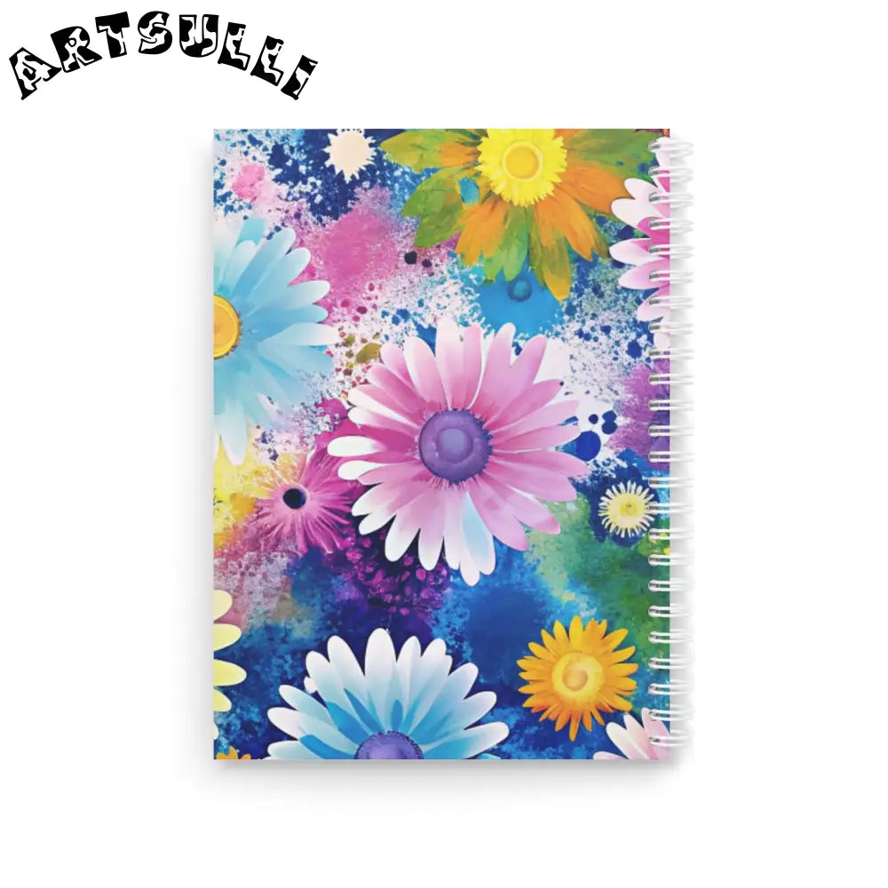 Floral Paint Splatter Wide-Ruled Spiral Notebook, Artsulli - Art is Long, Life is Short, Paper products, , , , , , , 