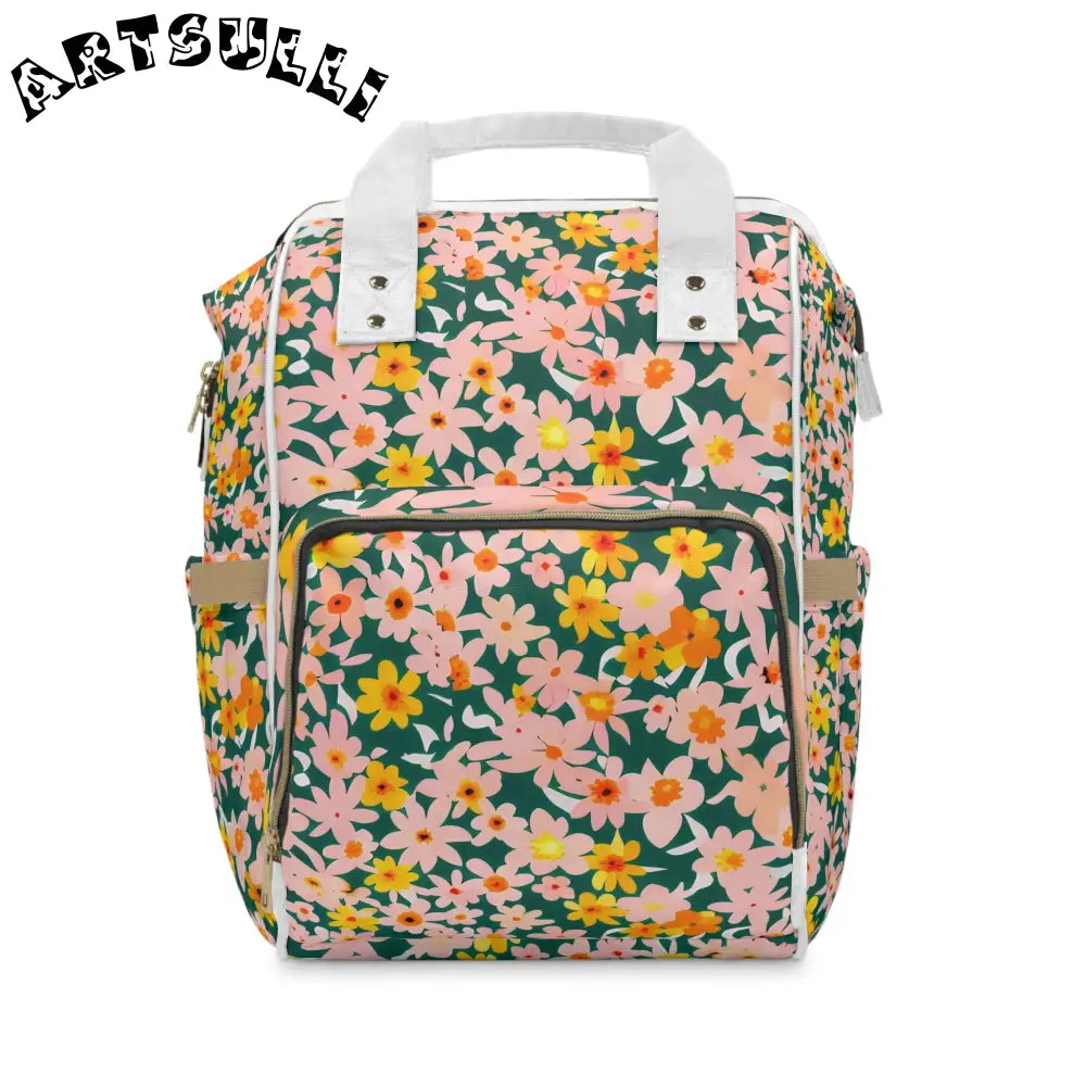 Floral Pattern Diaper Backpack, Artsulli - Art is Long, Life is Short, Bags, Size, 15.0" × 10.8" × 6.7'', , , , , 31468157735202415169