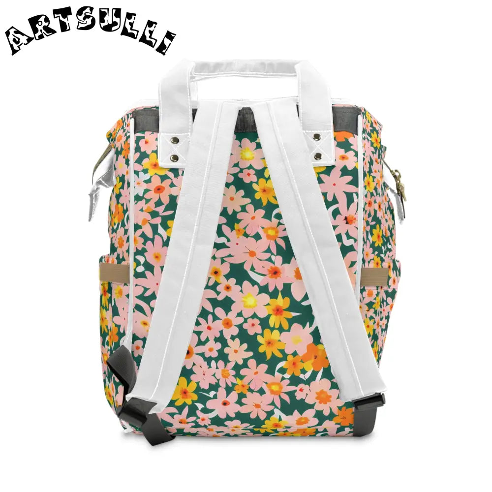 Floral Pattern Diaper Backpack, Artsulli - Art is Long, Life is Short, Bags, , , , , , , 