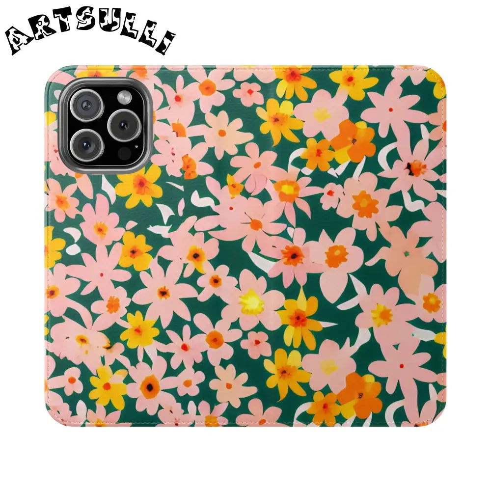 Floral Pattern Faux Leather Flip Cases, Artsulli - Art is Long, Life is Short, Phone Case, Size, iPhone 16 Pro Max, , , , , 13107865606499630711
