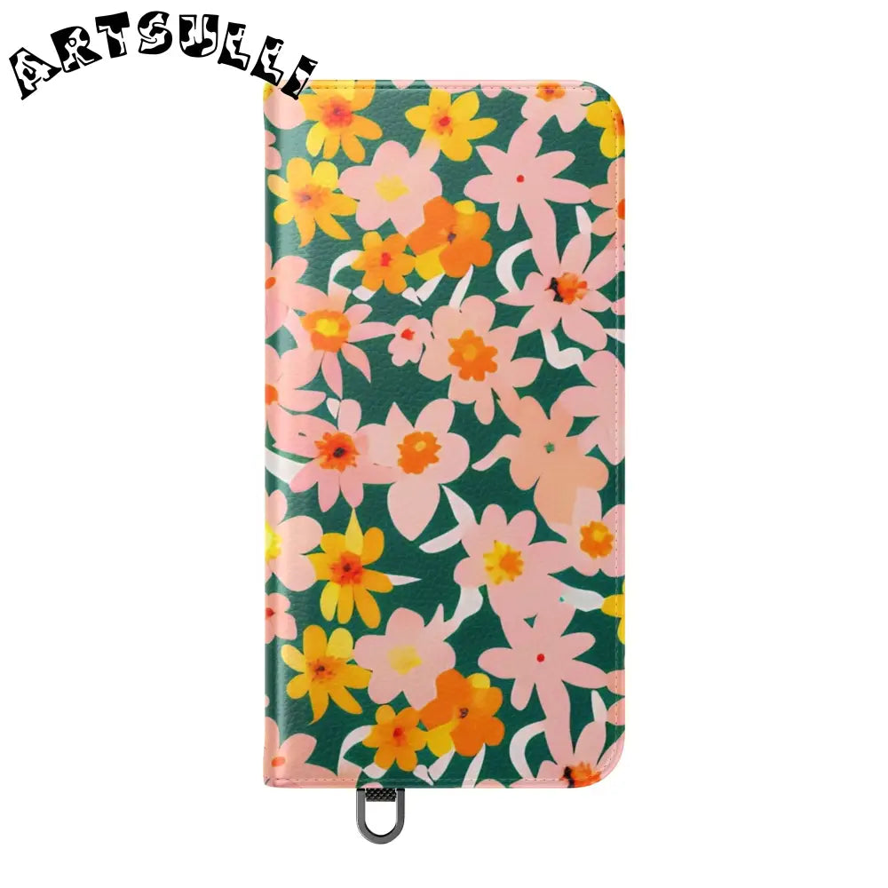 Floral Pattern Faux Leather Flip Cases, Artsulli - Art is Long, Life is Short, Phone Case, , , , , , , 