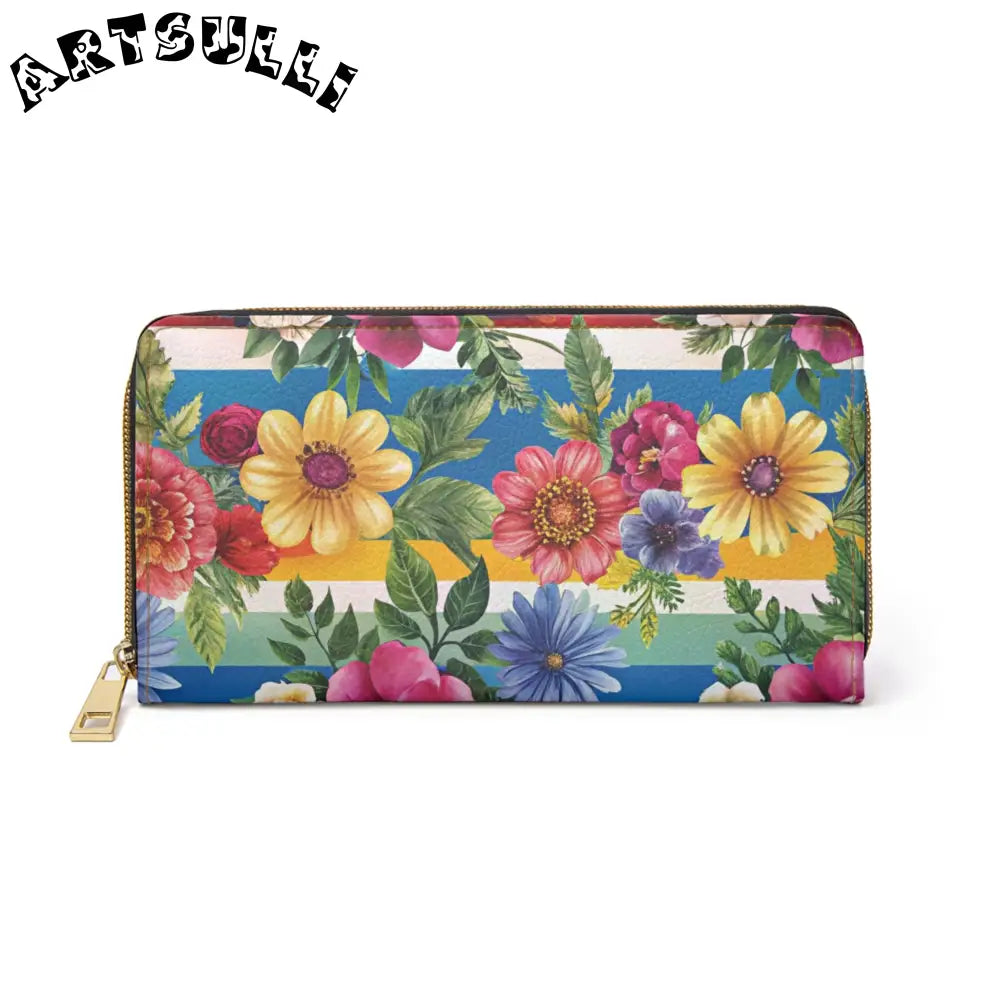 Floral Pattern Faux Leather Wallet, Artsulli - Art is Long, Life is Short, Accessories, Size, One size, Color, White, , , 58438756203372367428