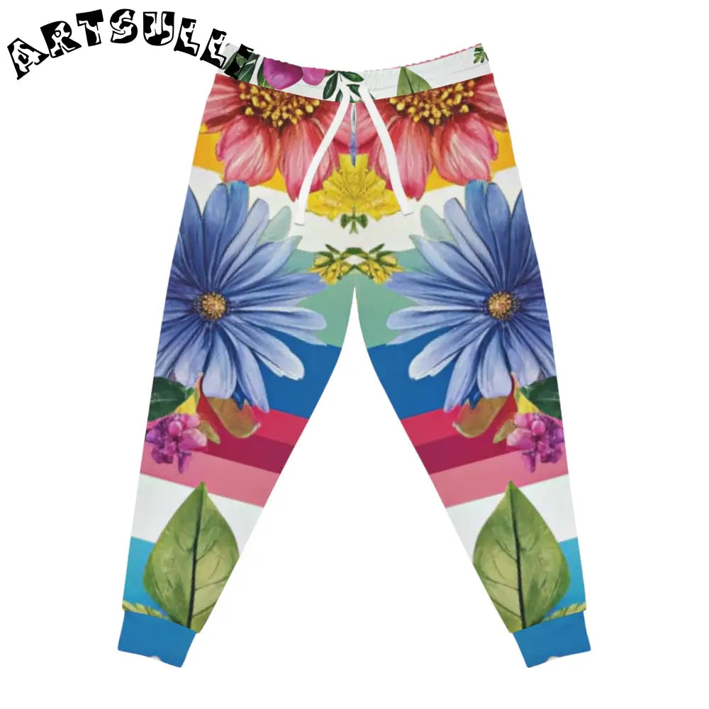 Floral Pattern Joggers, Artsulli - Art is Long, Life is Short, All Over Prints, Size, S, Color, Seam thread color automatically matched to design, , , 23765191469281544879