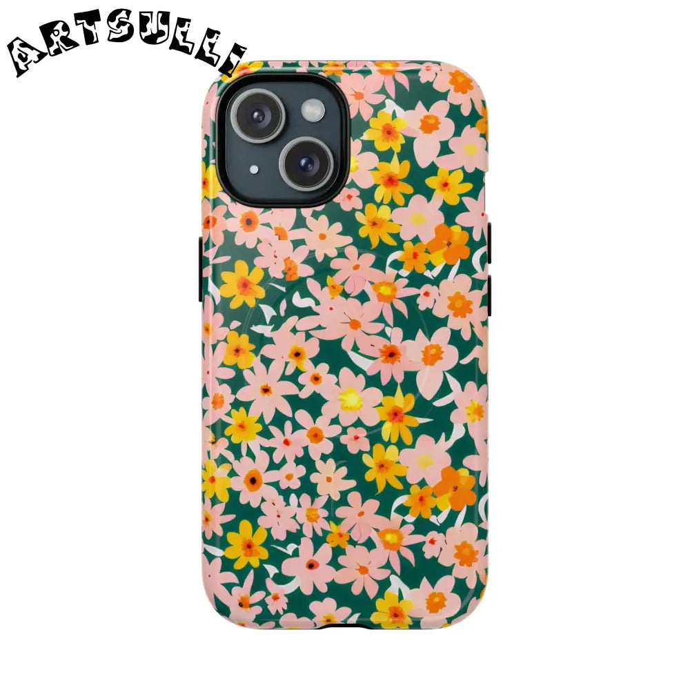 Floral Pattern MagSafe Phone Case, Artsulli - Art is Long, Life is Short, Phone Case, Size, iPhone 15, Surface, Glossy, , , 19831379493239052489