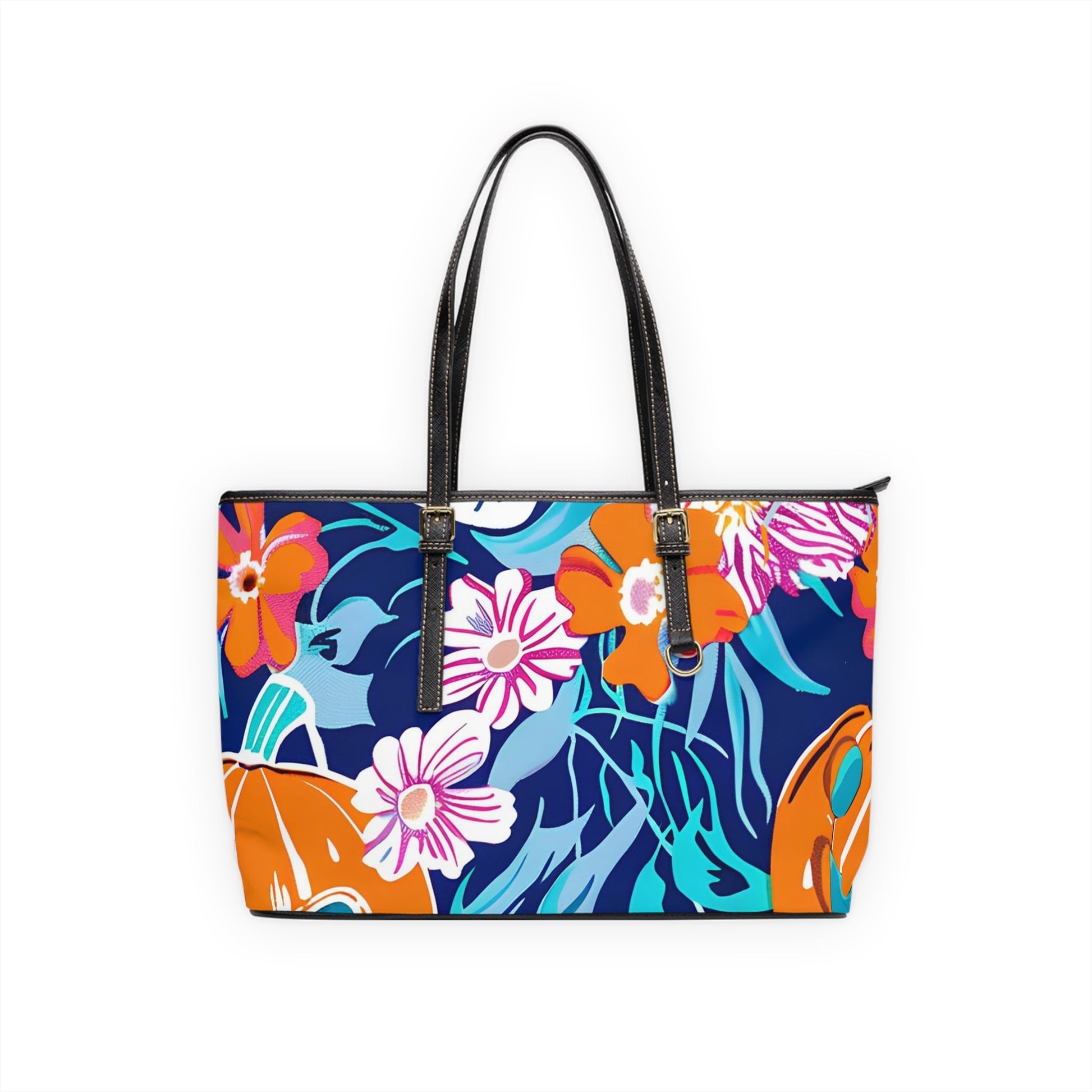 Floral Pattern Shoulder Bag, Artsulli - Art is Long, Life is Short, Bags, Size, 17" x 11", Color, Black, , , 17714105982043297681
