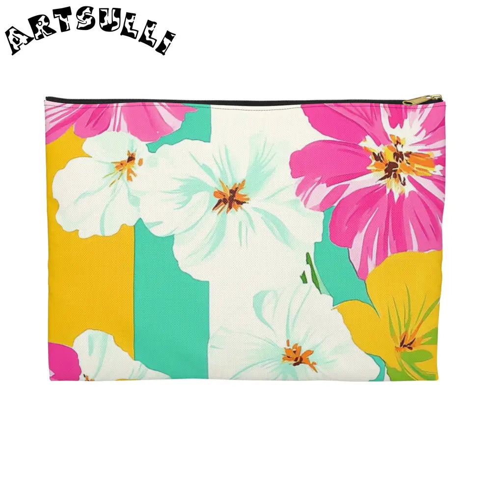 Floral Patterned Zipper Pouch, Artsulli - Art is Long, Life is Short, Bags, Size, Large, Color, Black zipper, , , 51433560346212386051
