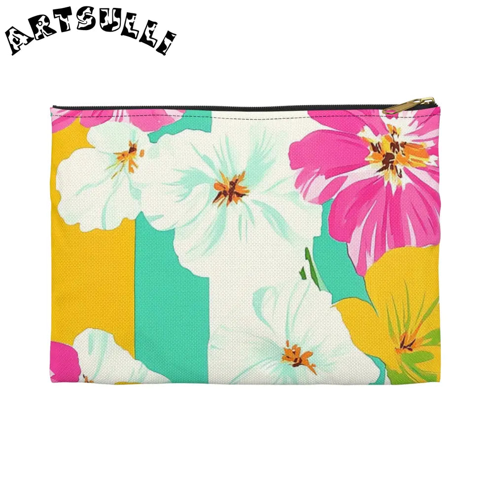 Floral Patterned Zipper Pouch, Artsulli - Art is Long, Life is Short, Bags, Size, Small, Color, Black zipper, , , 11402398365366410033