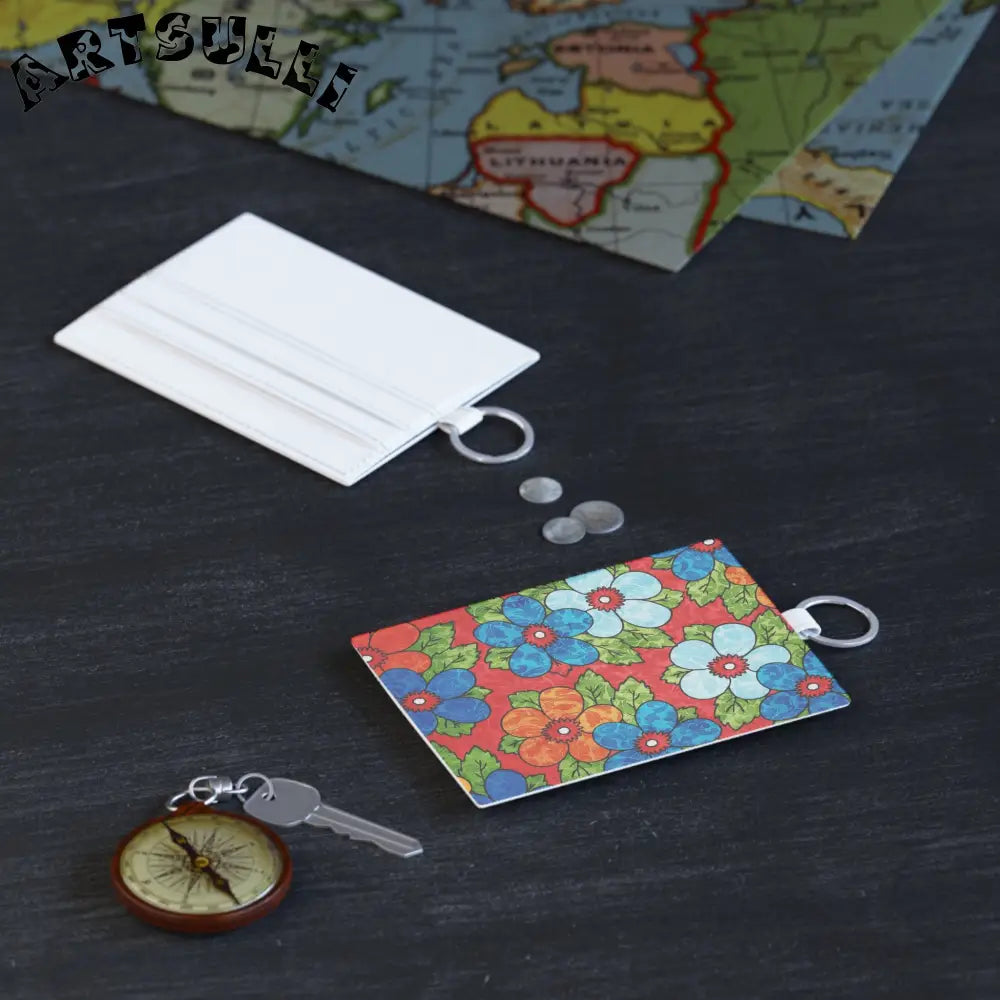 Floral Personalized Card Holder with Keyring, Artsulli - Art is Long, Life is Short, Accessories, , , , , , , 