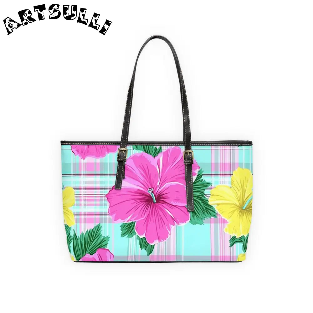 Floral Plaid Tote Shoulder Bag, Artsulli - Art is Long, Life is Short, Bags, , , , , , , 