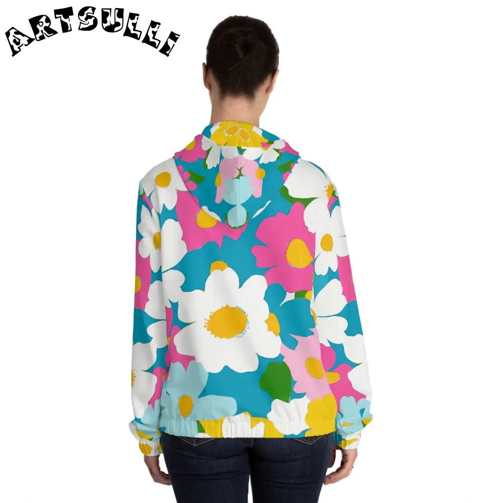 JAKKOUTTHEBXX Floral Prime Illustration Printed Womens Zip Hoodie 2025