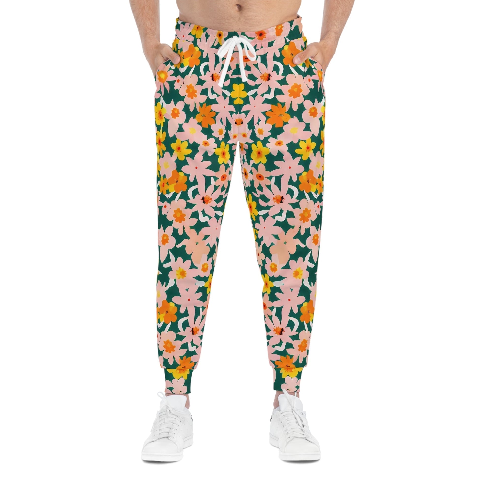 Floral Print Athletic Joggers, Artsulli - Art is Long, Life is Short, All Over Prints, , , , , , , 