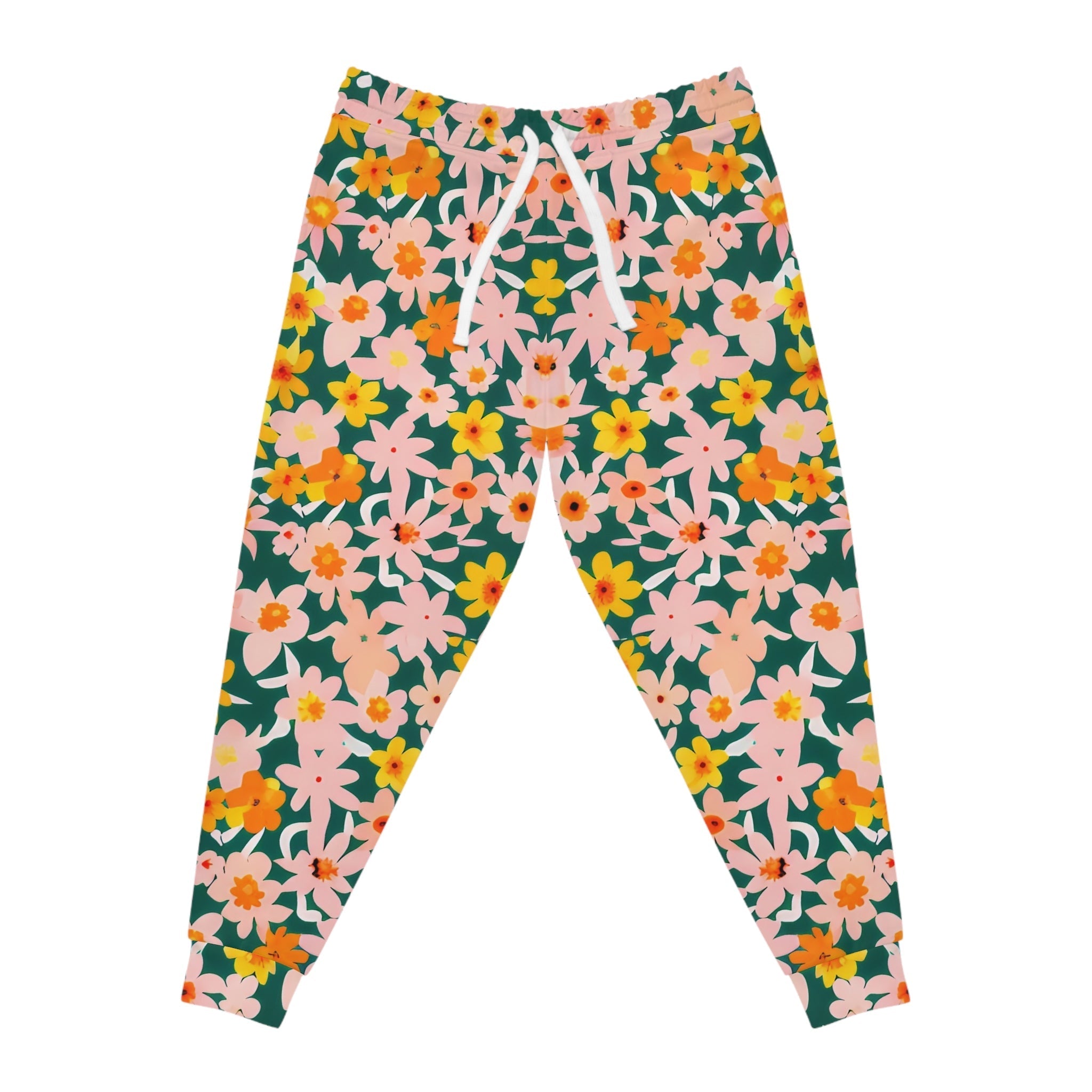 Floral Print Athletic Joggers, Artsulli - Art is Long, Life is Short, All Over Prints, Size, S, Color, Seam thread color automatically matched to design, , , 17579599510285940996