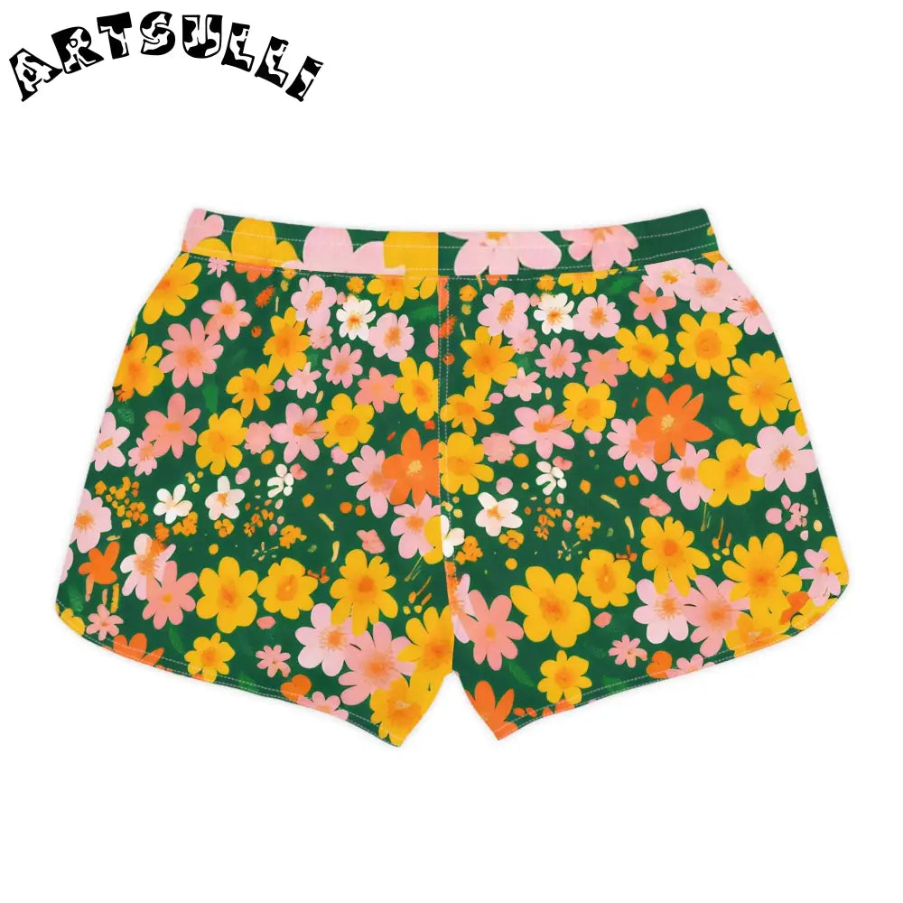 Floral Print Athletic Shorts, Artsulli - Art is Long, Life is Short, All Over Prints, , , , , , , 