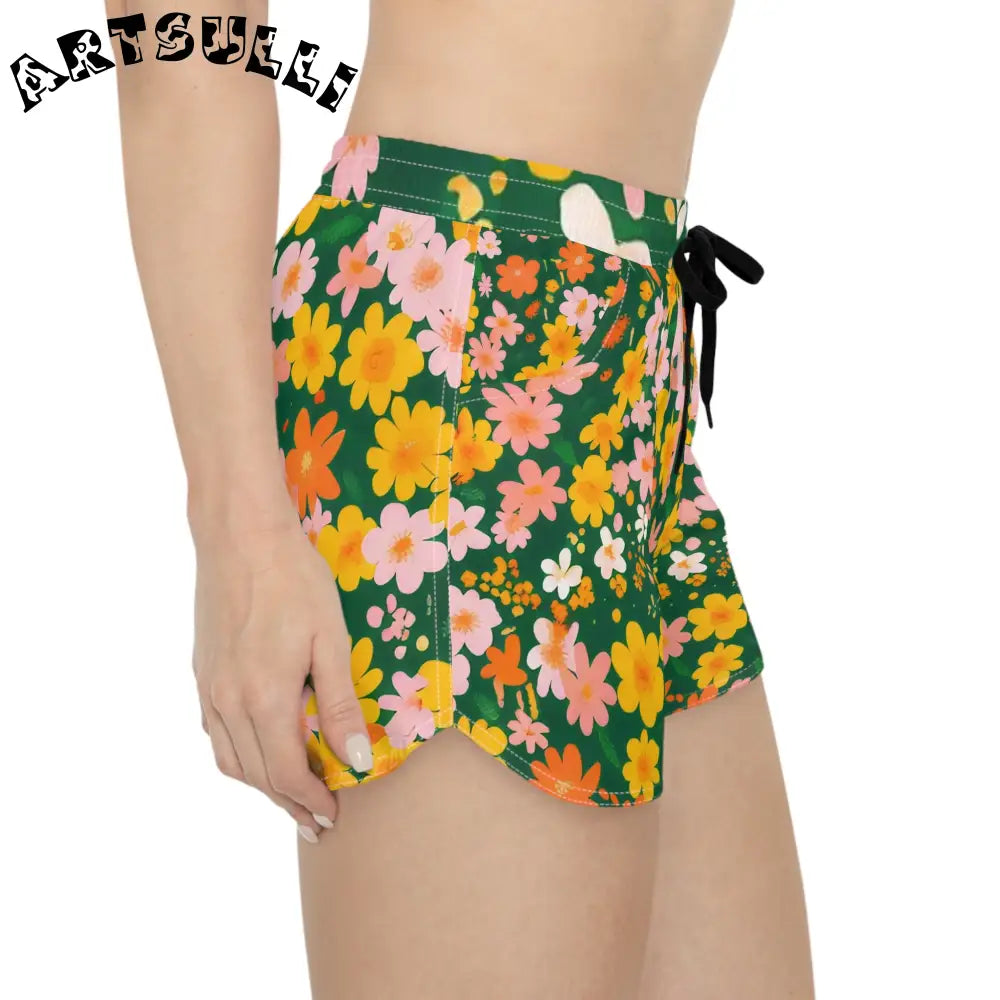 Floral Print Athletic Shorts, Artsulli - Art is Long, Life is Short, All Over Prints, , , , , , , 