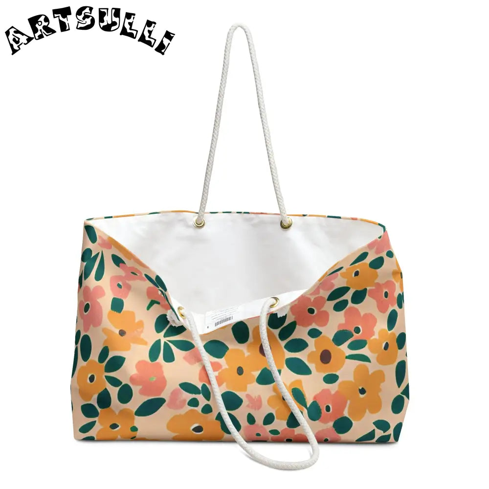 Floral Print Canvas Weekender Tote, Artsulli - Art is Long, Life is Short, Bags, , , , , , , 