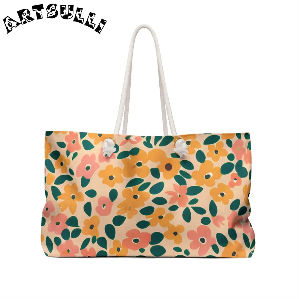Floral Print Canvas Weekender Tote, Artsulli - Art is Long, Life is Short, Bags, , , , , , , 