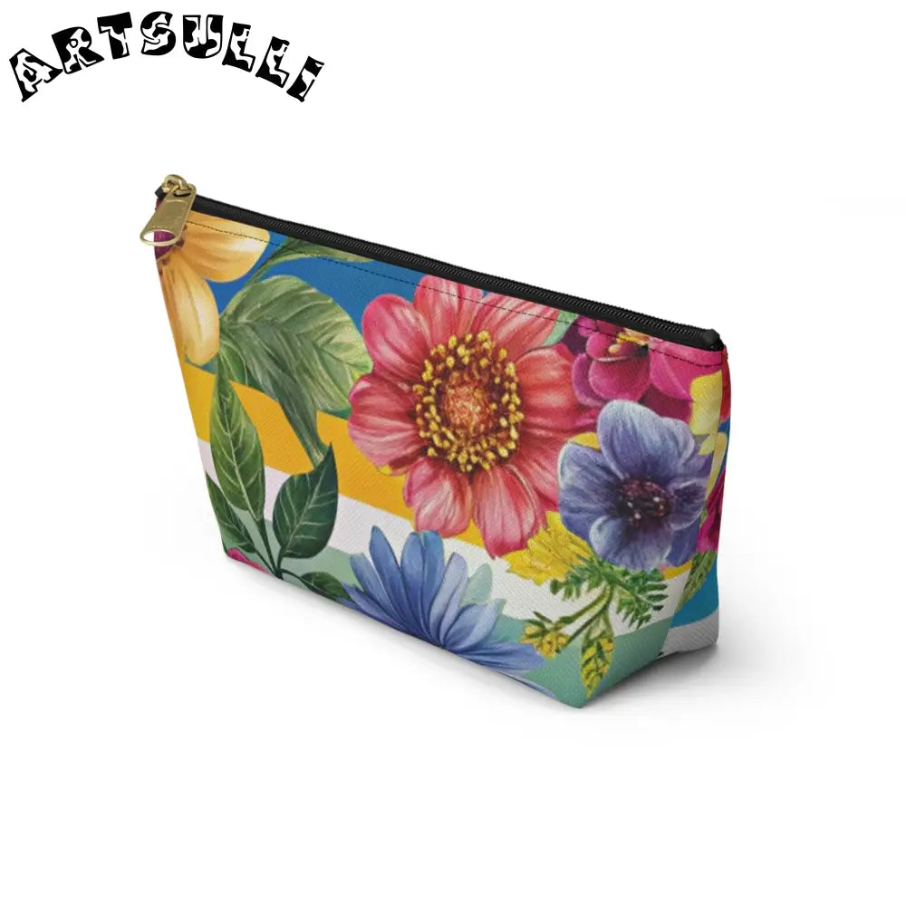 Floral Print Cosmetic Bag, Artsulli - Art is Long, Life is Short, Bags, , , , , , , 