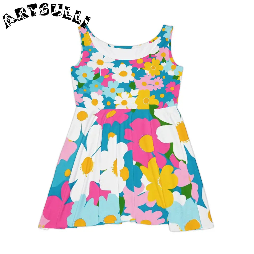 Floral Print Custom Skater Dress, Artsulli - Art is Long, Life is Short, All Over Prints, Size, XS, , , , , 55097628155082