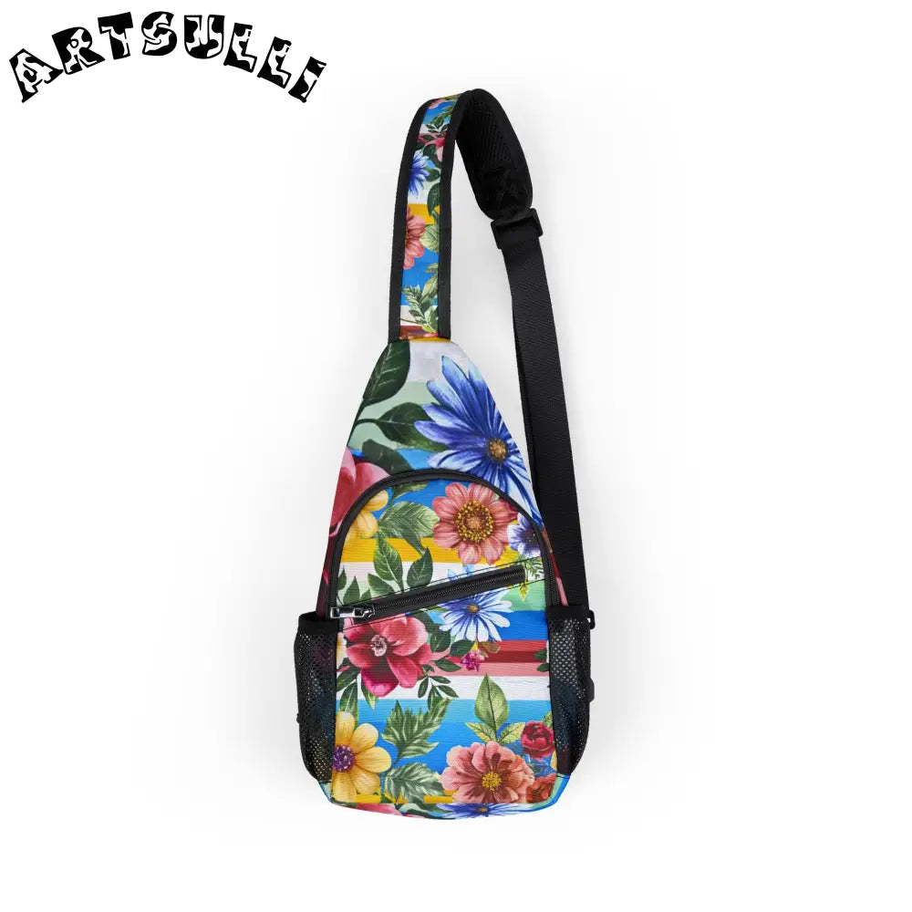 Floral Print Customizable Chest Bag, Artsulli - Art is Long, Life is Short, Bags, Size, One size, , , , , 10525961329777494398