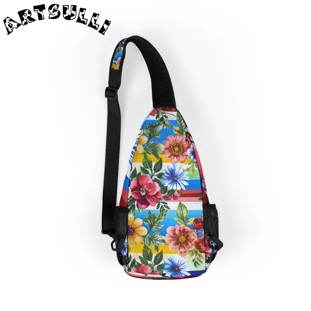 Floral Print Customizable Chest Bag, Artsulli - Art is Long, Life is Short, Bags, , , , , , , 