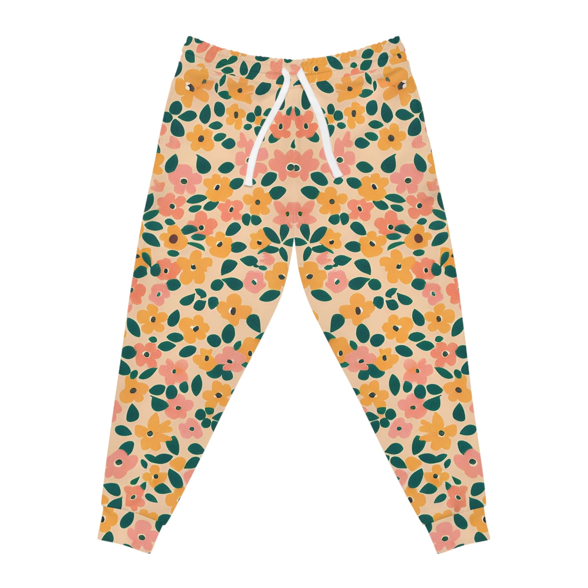 Floral Print Drawstring Joggers, Artsulli - Art is Long, Life is Short, All Over Prints, Size, S, Color, Seam thread color automatically matched to design, , , 31485253478205569095