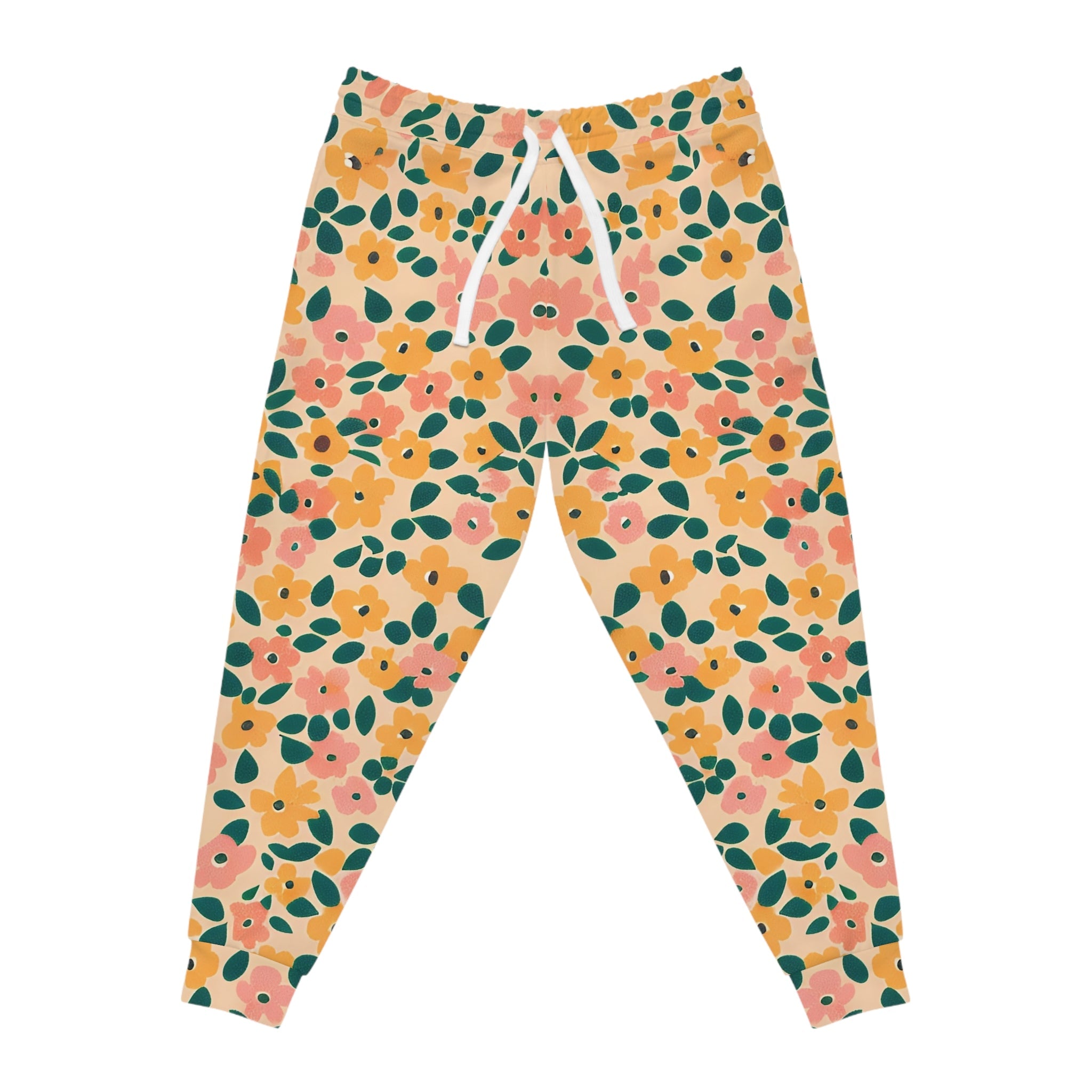 Floral Print Drawstring Joggers, Artsulli - Art is Long, Life is Short, All Over Prints, Size, S, Color, Seam thread color automatically matched to design, , , 31485253478205569095