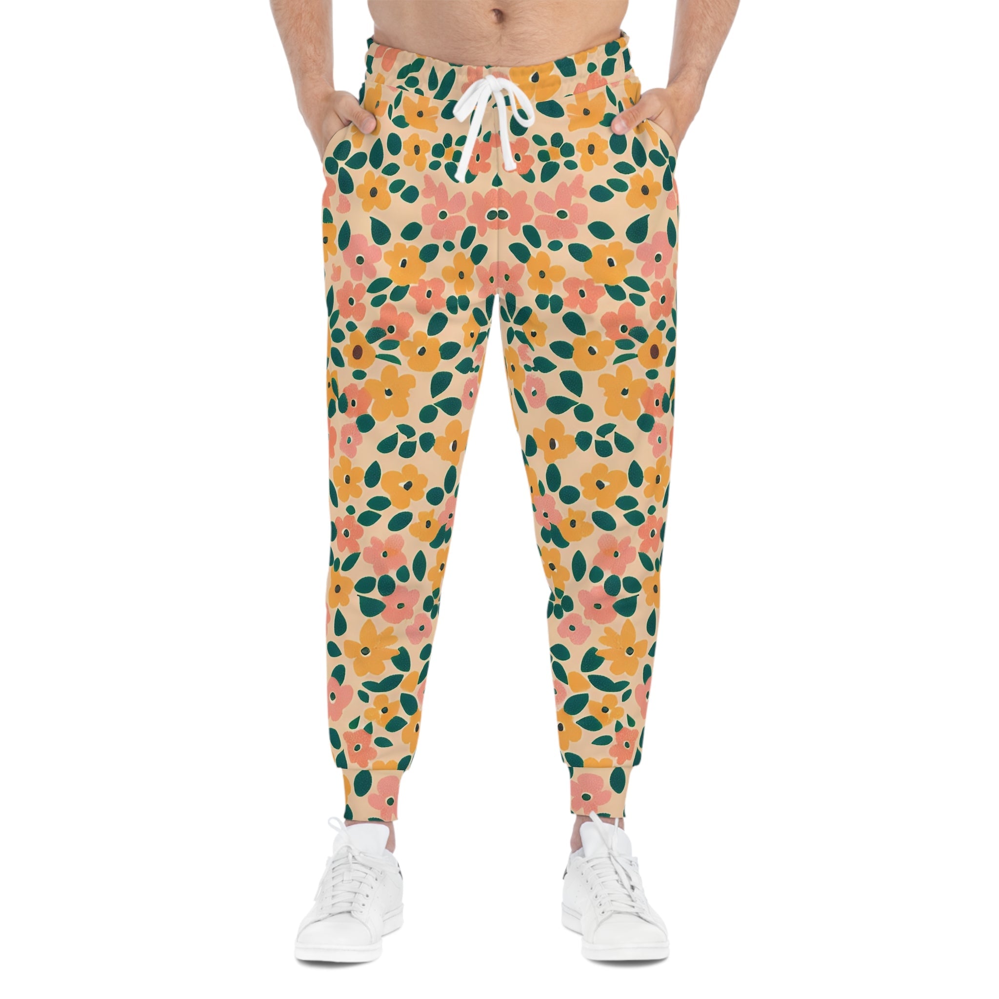 Floral Print Drawstring Joggers, Artsulli - Art is Long, Life is Short, All Over Prints, , , , , , , 