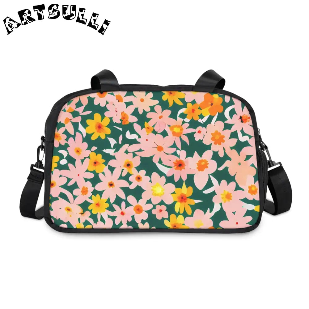 Floral Print Fitness Handbag, Artsulli - Art is Long, Life is Short, Bags, Size, 12.4" x 13.3", Color, Black, , , 25910893876153843384