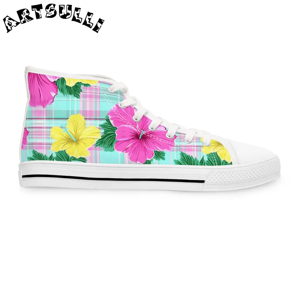 Floral Print High Top Sneakers, Artsulli - Art is Long, Life is Short, Shoes, , , , , , , 